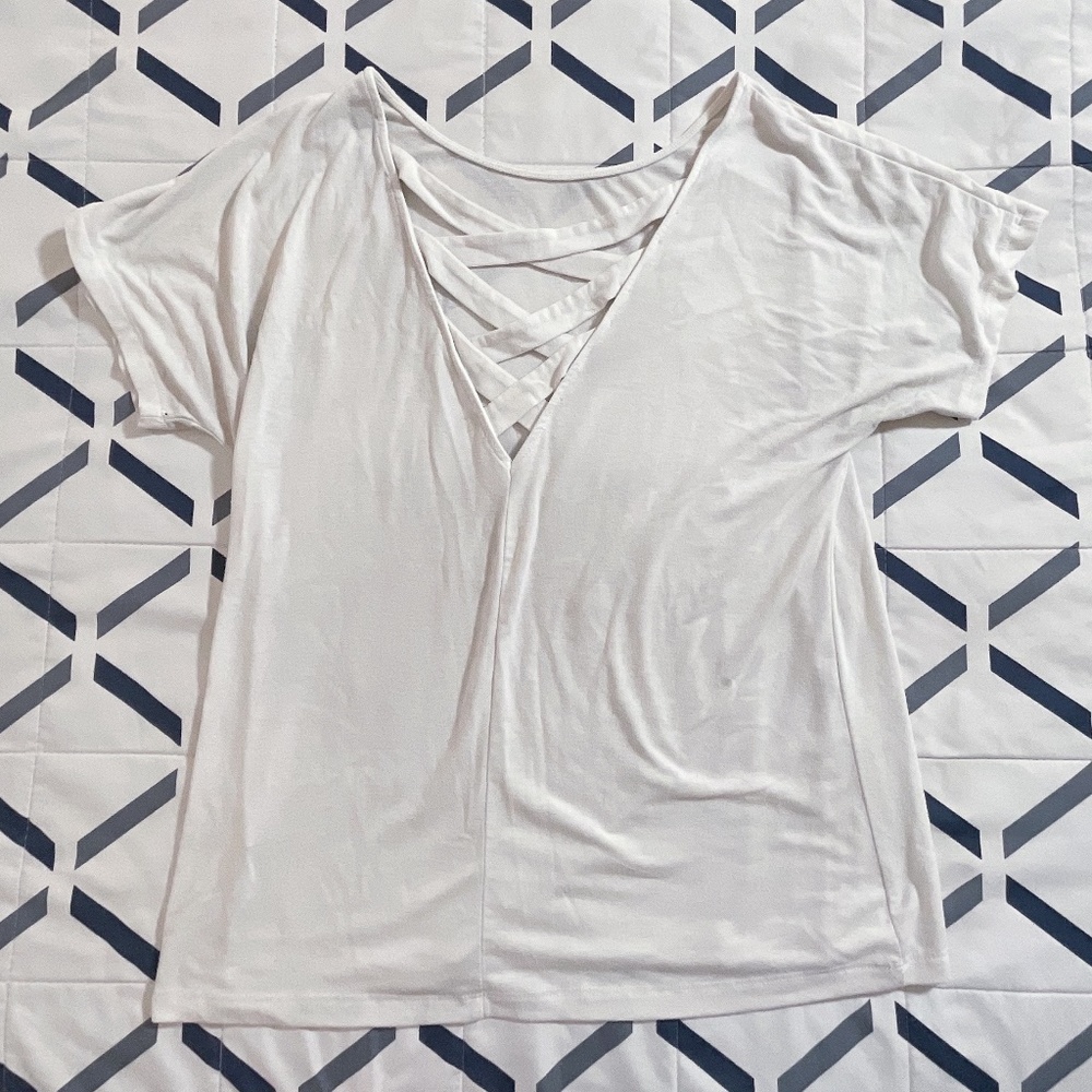 NY&C White Criss Cross Back Dolman Top